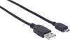 Manhattan USB-kabel USB 2.0 USB-micro-B-hanstik, USB-A-hanstik 3.00 m Sort 325684