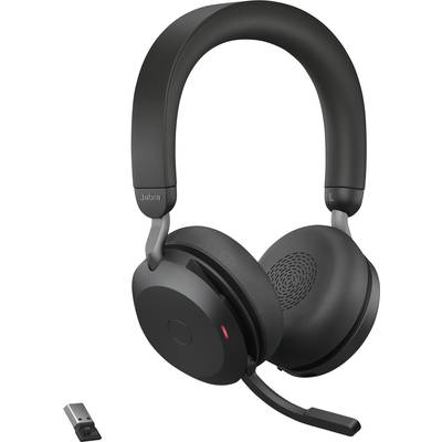 Jabra Evolve2 75 Telefon On Ear-headset Bluetooth®, kabelbundet Stereo Sort Mikrofon-støjreduktion Lydstyrkeregulering,