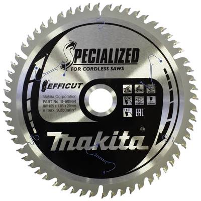 Makita B-69864 B-69864 Rundsavblad 165 x 20 x 1.85 mm Antal tænder (per tomme): 60 1 stk