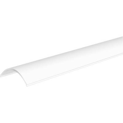 Hvid buet plastik-trimlist eller dækstrip vist på en plain baggrund.