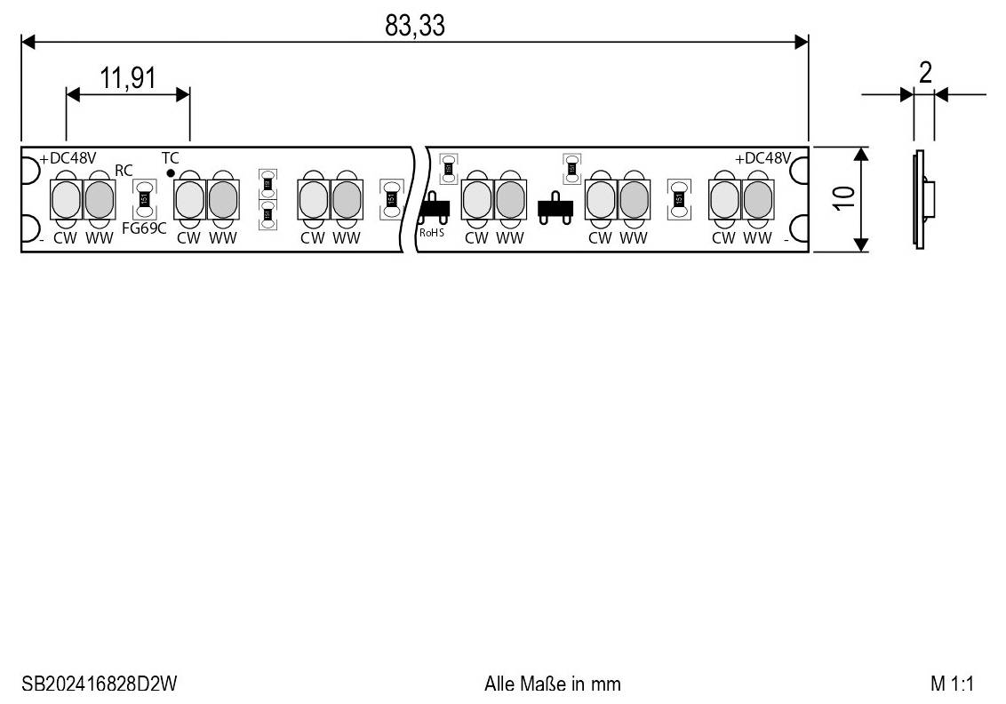 EVN SB202416828D2W LED-striber EEK: F (A - G) Med åben kabelende 24 V 5 m Varmhvid og dagslys-hvid 1 stk-2