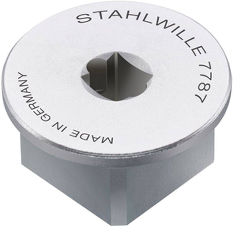 Et Stahlwille-værktøj, model 7787, med sekskantigt hul, hvorpå der står "Made in Germany".
