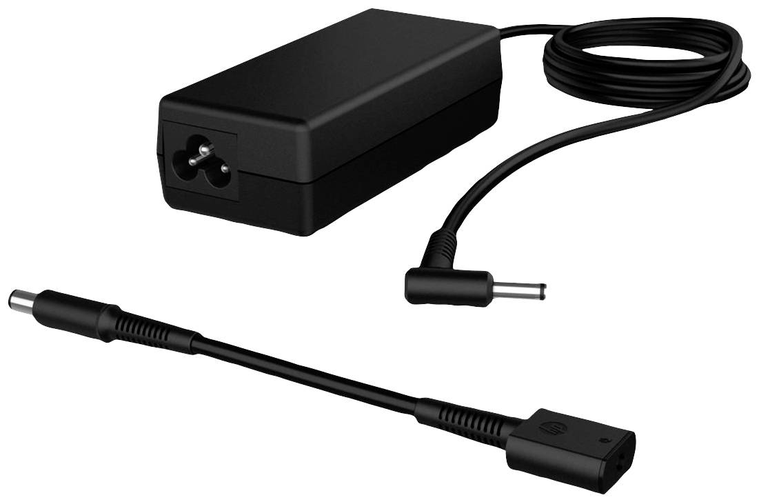 Sort laptop-strømforsyning med aftagelig kabel, egnet til strømforsyning af bærbare computere.
