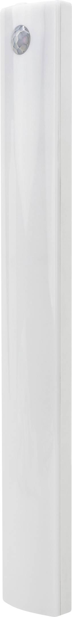 Et højt, slankt, hvidt stearinlys med en rund væge øverst.