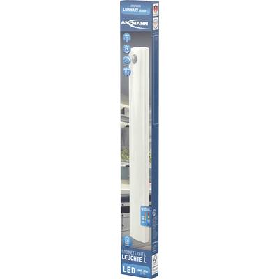 Emballage til Ansmann LED-lampe L med bevægelsessensor. Egnet til skabe. Batteridrevet, energieffektiv og holdbar.