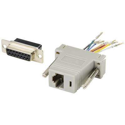 En DB9-adapter med farvede kabler og stik. Bruges til serielle forbindelser, ofte til at tilslutte computere til periferiudstyr.