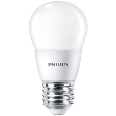 Energibesparende LED-pære fra Philips, E27-sokkel, hvid, egnet til stue og arbejdsrum.
