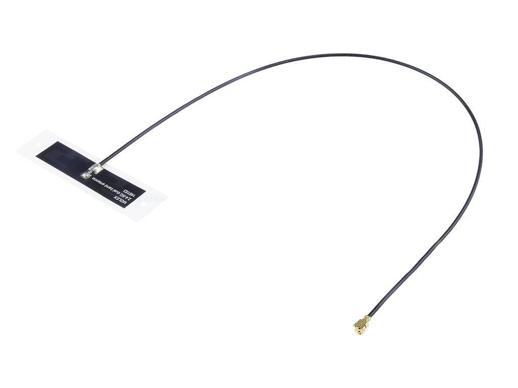 Tynd antenne med langt kabel og tilslutningsstik, egnet til trådløse kommunikationsenheder som routere og bærbare computere.