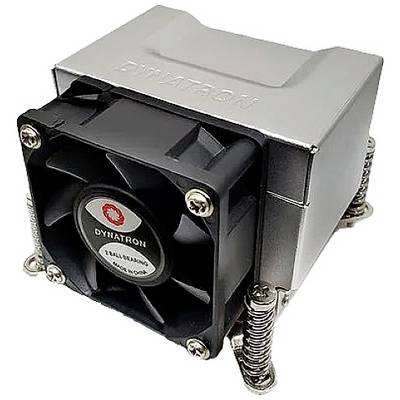 'Kompakt CPU-ventilator med metalkappe og sort rotor, egnet til køling af computerprocessorer.'