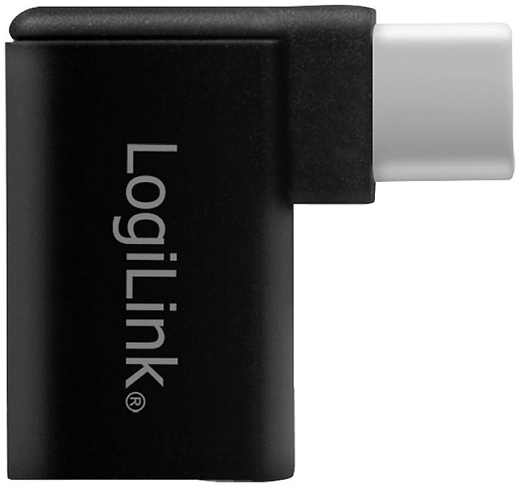 Sort USB-C-adapter fra LogiLink, rektangulær form med vinklet stik.