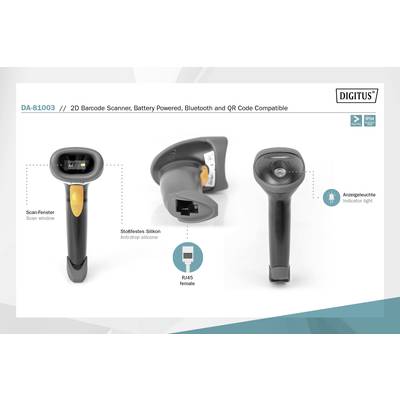 Digitus DA-81003 2D-stregkodescanner 1D, 2D LED Sort Håndscanner inkl ...