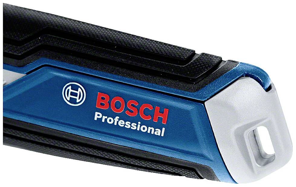 Nærbillede af et blåt Bosch Professional-værktøj med robust grebsdesign.