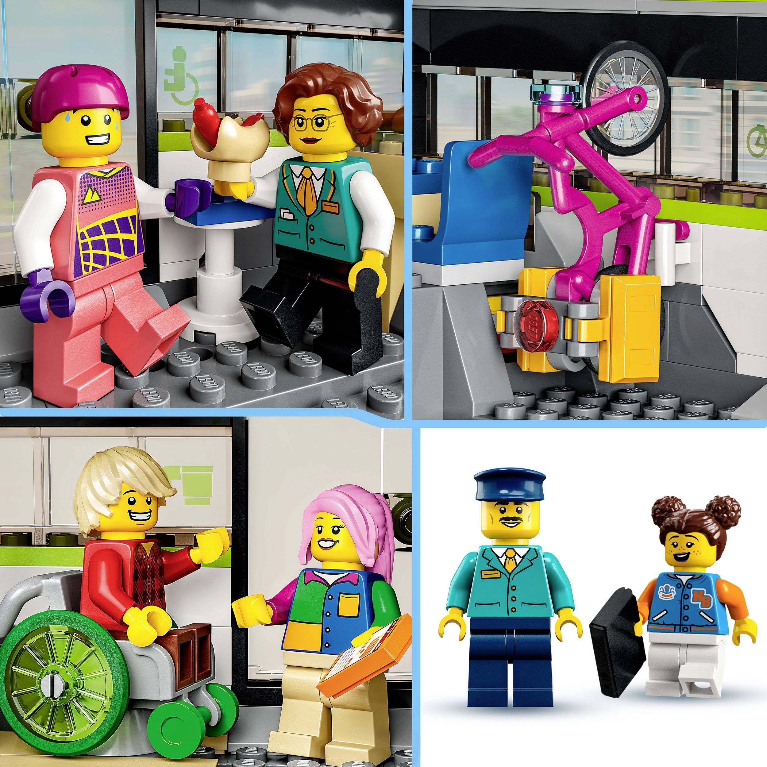 LEGO-figurer til et møde med en kørestolsbruger, en mand og to piloter. En kørestol og en børnecykel er også til stede.