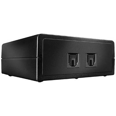Sort enhedsmodul, rektangulær, med to stikforbindelser på forsiden. Det ser ud til at være en del af et teknisk eller elektronisk system.