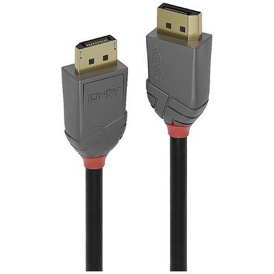 Et gråt DisplayPort-kabel med to stik, guldfarvet kontakter og røde detaljer, velegnet til forbindelse af skærme.