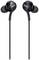 Sorte in-ear høretelefoner fra AKG med kabel, enkelt design. Velegnet til musiknydelse på farten.