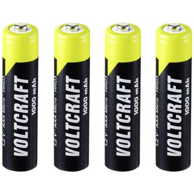 Fire AAA-batterier af mærket Voltcraft.
