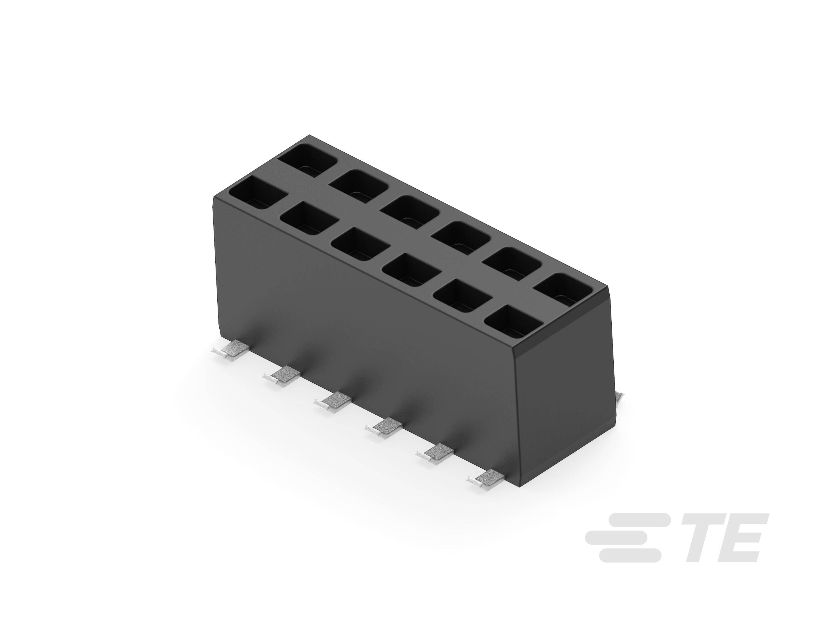 Sort elektrisk stikforbinder med flere ben, høj rektangulær konstruktion, egnet til elektroniske enhedsforbindelser.