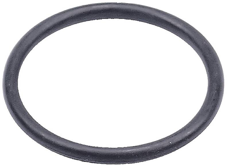 En sort O-ring af gummi i cirkulær form.