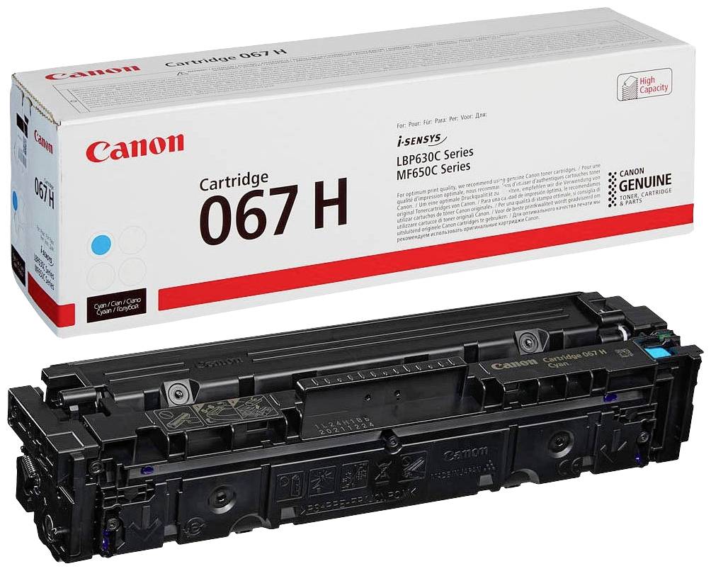 Sort Canon blækpatron 067H før emballage, egnet til i-SENSYS printere i serierne LBP630C og MF650C.