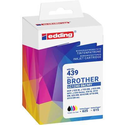 Edding Blæk erstatter Brother LC1240 BKCMY Kompatibel Kombi-pakke Farve EDD-439 18-439-0