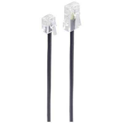 To sort sort telefonstik med RJ11-stik, som kan bruges til telefonforbindelser eller netværk.