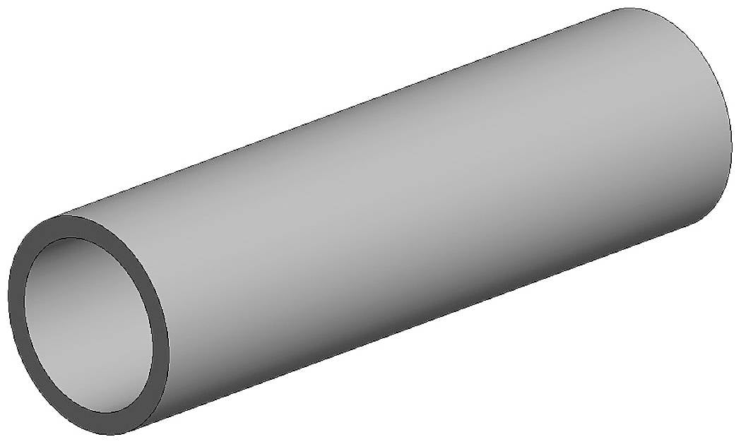 Et gråt, hult cylinderrør i skråt perspektiv.