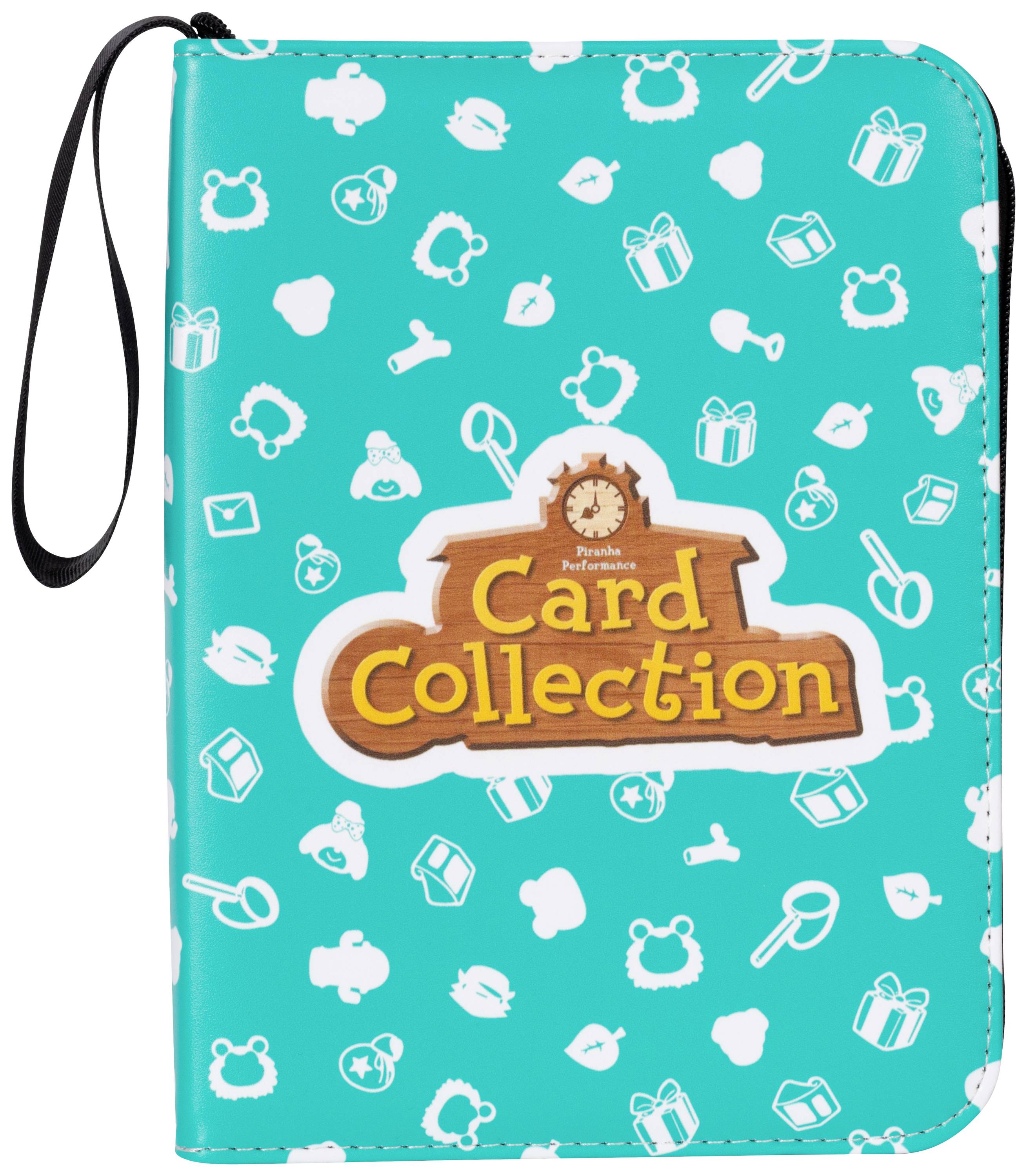 Grøn samlemappe med hvidt mønster. Påskrift: 'Card Collection'. Indeholder pladser til opbevaring af kort.