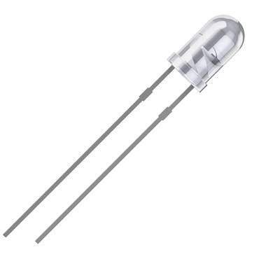 En transparent LED med to lange metalforbindelser.
