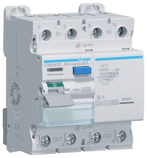 Hager CDB640D FI-sikkerhedsafbryder A 40 A 0.03 A-0
