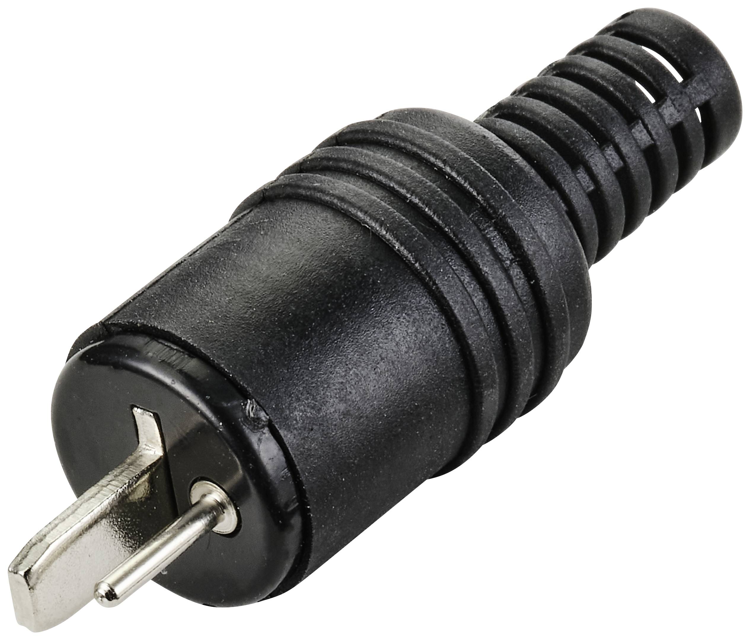 Et sort jackstik med metallisk spids, hyppigt brugt til elektroniske forbindelser.