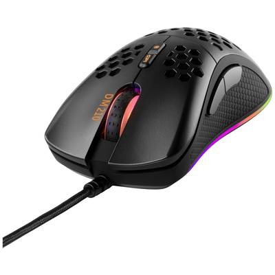 DELTACO GAMING DM210 Gaming-mus Bredbånd Optisk Sort 7 Knapper 400 dpi, 800 dpi, 1200 dpi, 3200 dpi, 6400 dpi Belyst