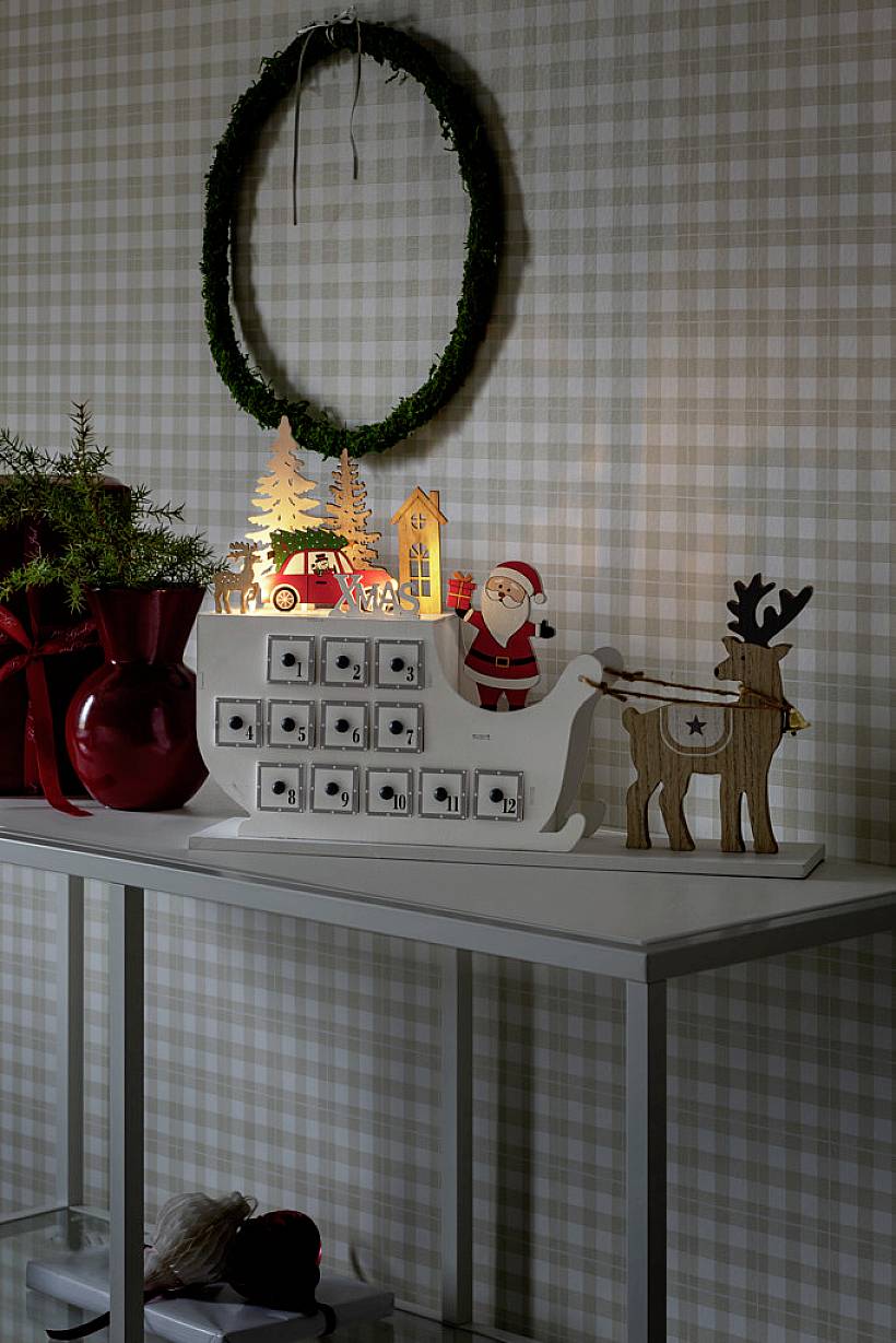 Konstsmide 3278-210 Figurine en bois maison, marché blanc chaud LED