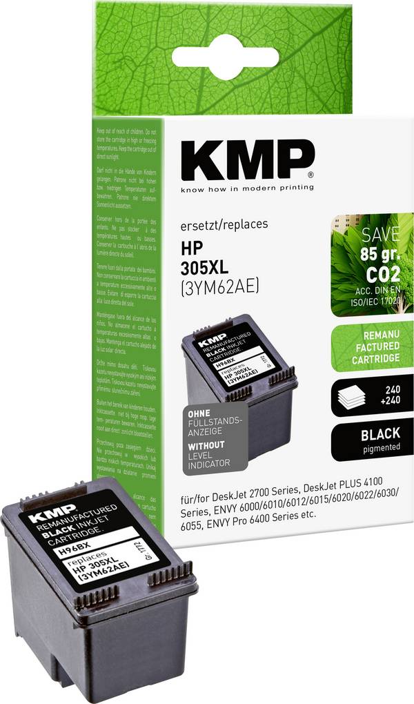 KMP Blæk erstatter HP 305XL, 3YM62AE Kompatibel Sort H96BX 1772,4001