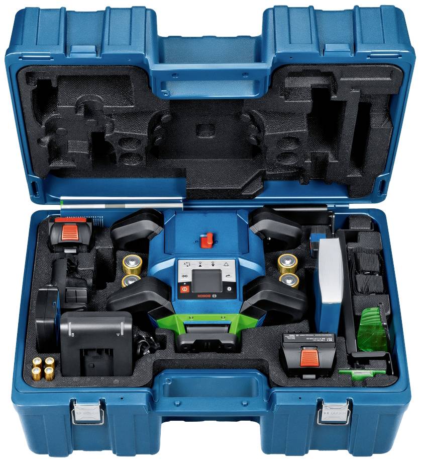 Bærbar værktøjskasse med måleudstyr og tilbehør til præcisionsopgaver, sikkert placeret i skumindlæg.
