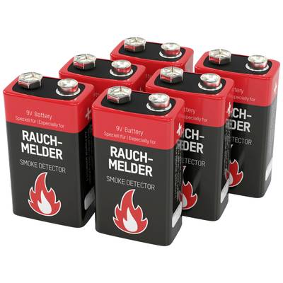 Ansmann Rauchmelderbatterie 9 V-blokbatteri Alkali-mangan 9 V 6 stk