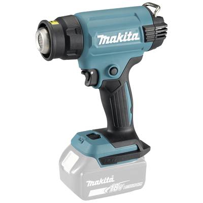 Makita varmluftblæser, blå-sort, trådløs med 18V Li-Ion batteri. Ergonomisk design for behagelig betjening.