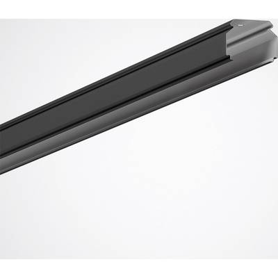 Et sort, langt aluminiumsprofil, diagonalt fra øverst venstre til nederst højre i billedet, foran en grå baggrund.