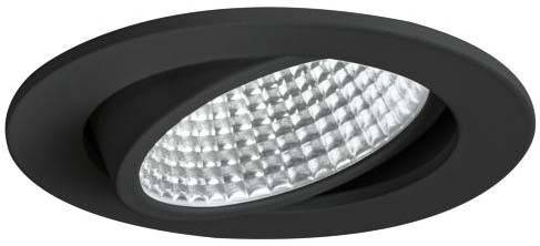 En LED-projektør med en buet sort kabinet, der viser et gitteragtigt lysende felt.