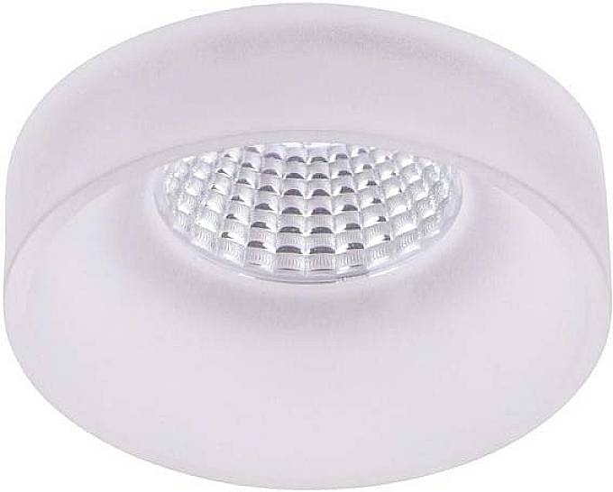 Rund LED-loftslampe med hvid ramme, egnet til moderne interiører. Energieffektiv og enkelt design.