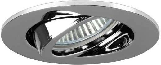 En sølvfarvet, oval LED-indbygningslampe med blank overflade og riflet indvendigt.