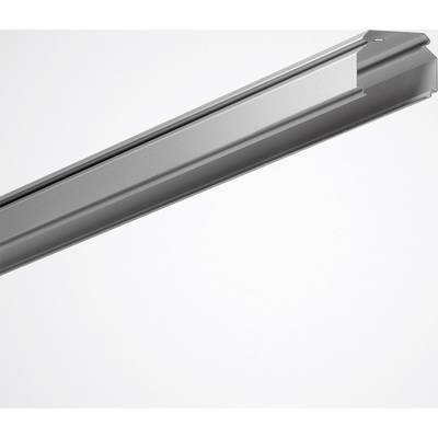 Et sølvfarvet aluminiumsprofil i U-form, let diagonalt placeret på en hvid baggrund.