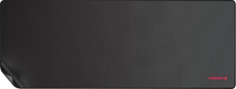 Sort rektangulært musemåtte med rødt 'CHERRY' logo i nederste højre hjørne.
