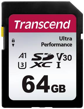 Transcend TS64GSDC340S SDXC-kort  64 GB A1 Application Performance Class, v30 Video Speed Class, UHS-Class 3 Stødsikker, Vandtæt