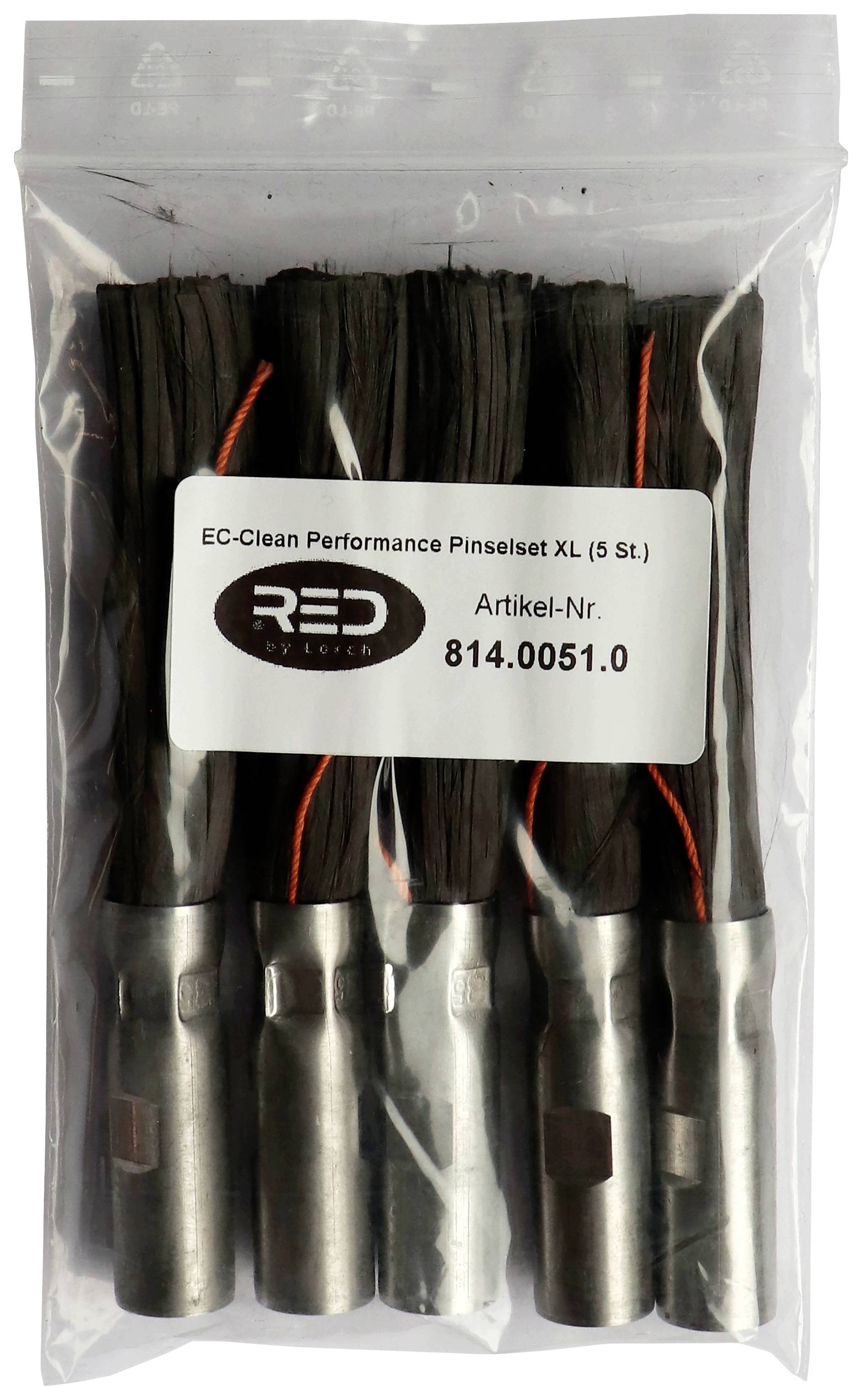 Penselsæt i en gennemsigtig plastikpose med etiket 'EC-Clean Performance Penselsæt XL (5 stk.)'. Varenummer angivet.