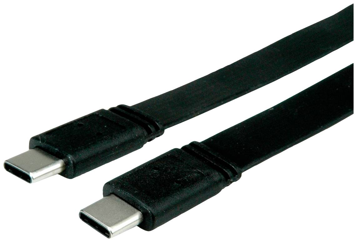 Sort USB-C-kabel med to stik, velegnet til dataoverførsel og opladning af enheder.