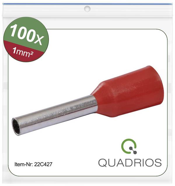 Quadrios 22C427 Kabelsko 1 mm² Delvist isoleret Rød 1 Set Package
