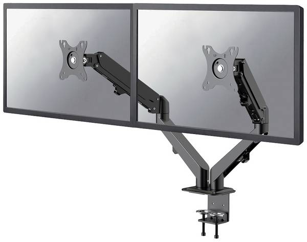 <br>  Neomounts<br>  DS70-700BL2<br>  <br>  Skærm-bordslag<br>  2 Display<br>  43,2 cm (17") - 68,6 cm (27")<br>  Sort<br>  Højdeindstilling, Kan roteres, Vippebar, Bevægelig<br>