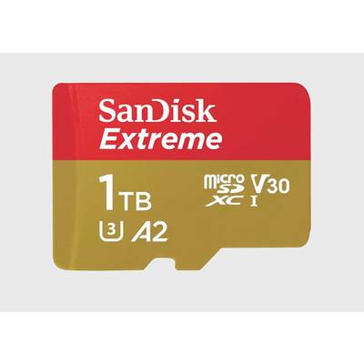 SanDisk Extreme MicroSDXC-kort 1024 GB Class 10, UHS-I, v30 Video Speed Class Stødsikker, Vandtæt