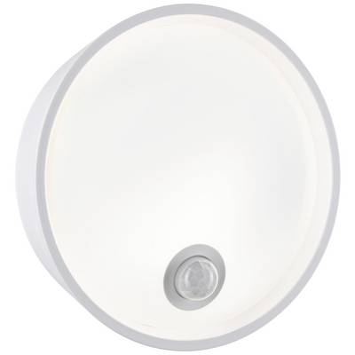 Rund, hvidt LED-natlampe med bevægelsessensor, perfekt til gange eller værelser til automatisk belysning ved bevægelse.
